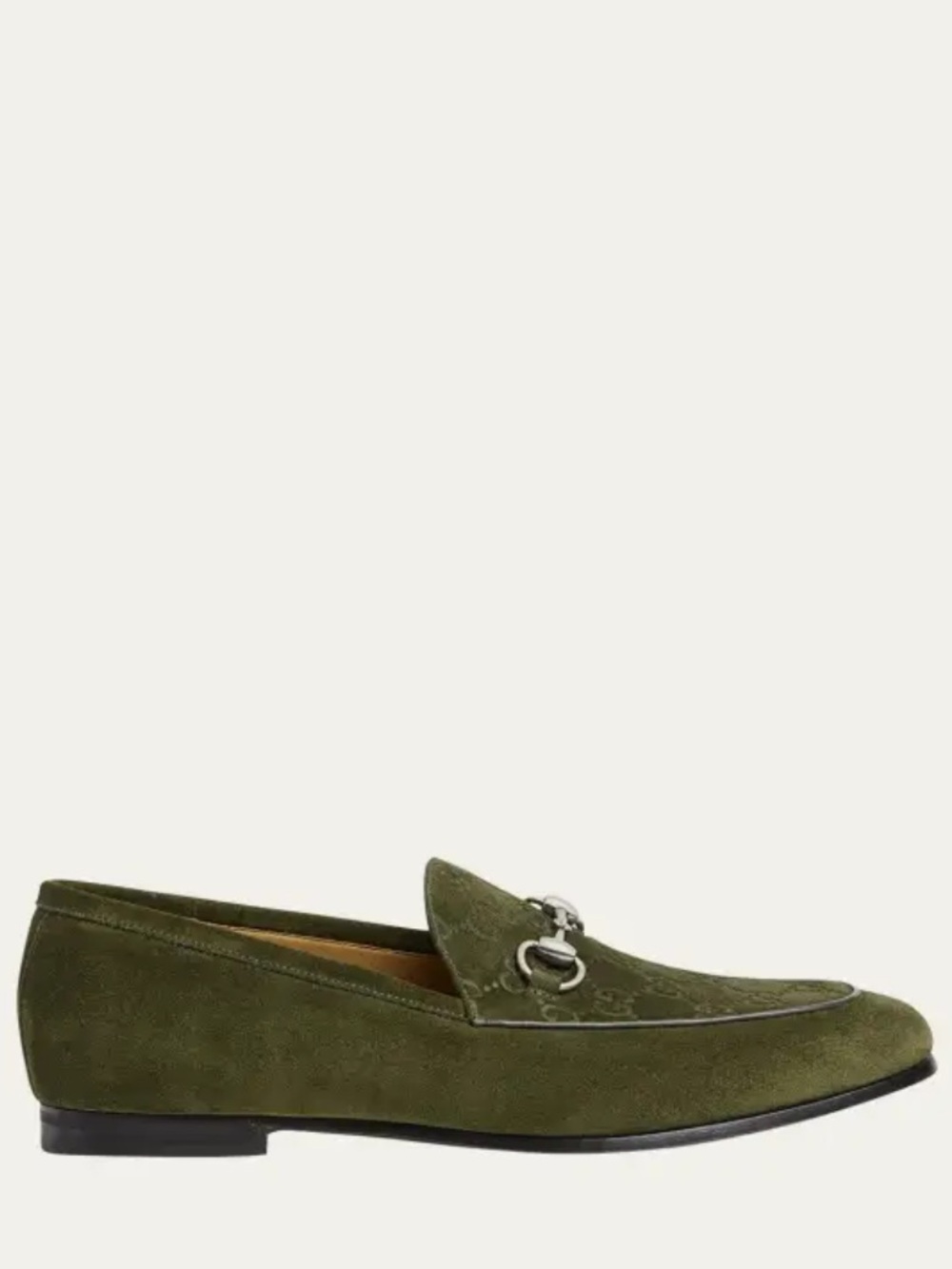 Gucci Jordy Loafers Dark Green Suede Men’s GG Size 8